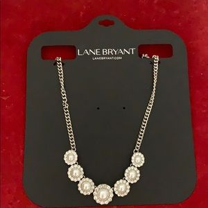 NWT Lane Bryant diamond pearl silver necklace